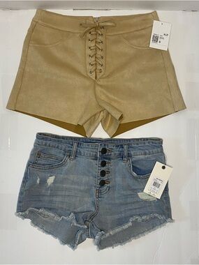 New Forever 21 Lace Up Shorts & Billabong Distressed Denim Shorts